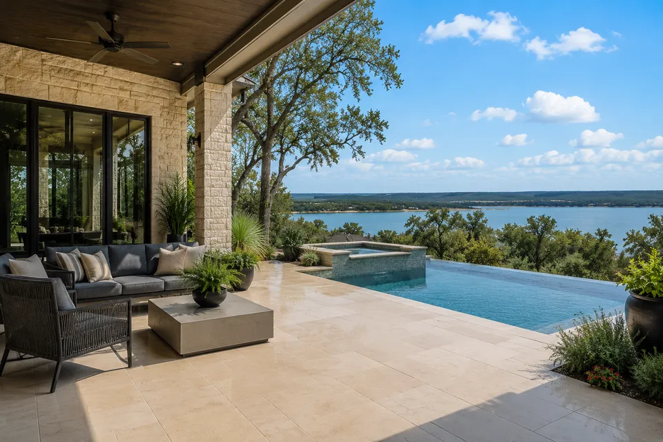 Clean patio and pool deck area after exterior surface cleaning